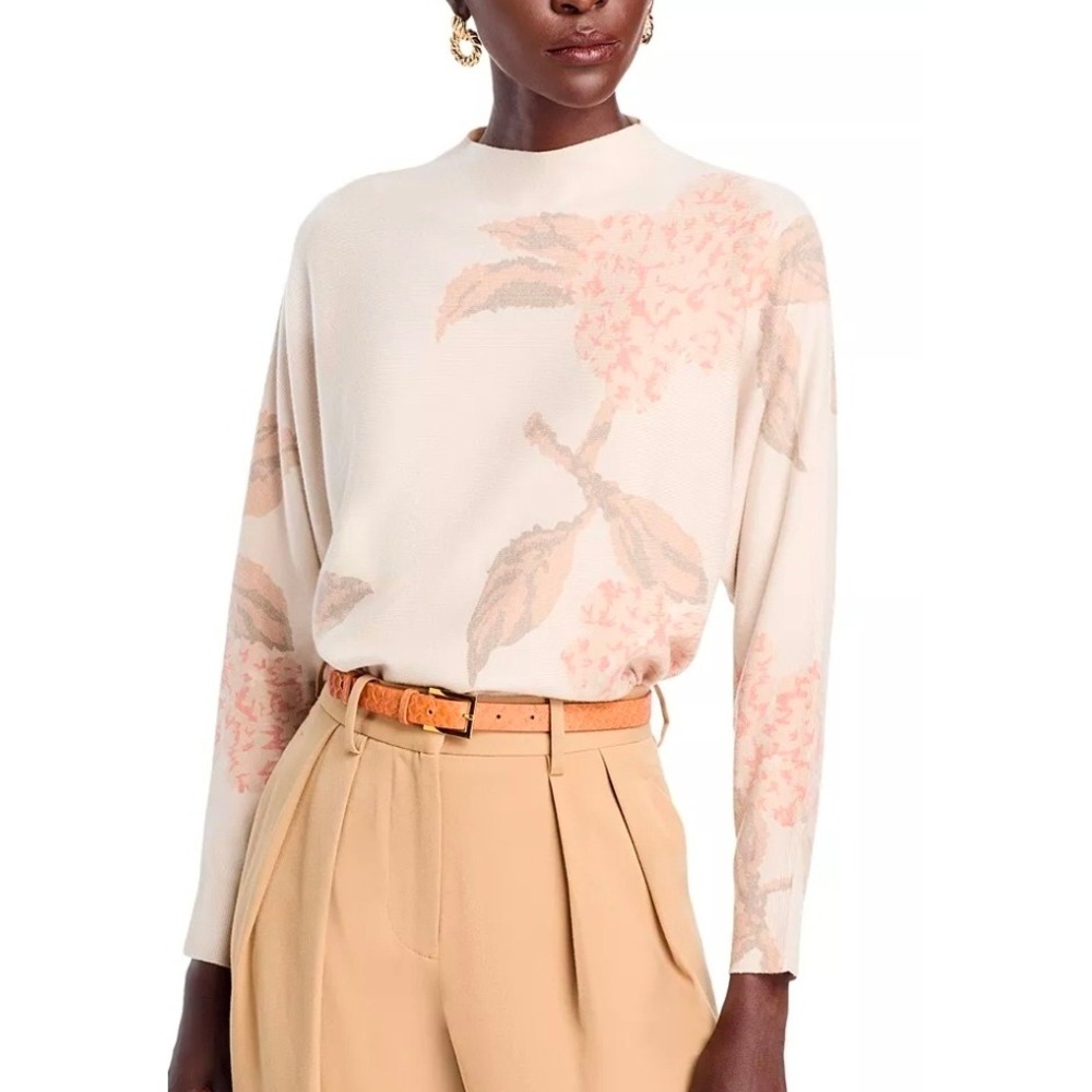 Sioni Floral Print Mock Neck Long Sleeve‎ Sweater Top Womens Size S